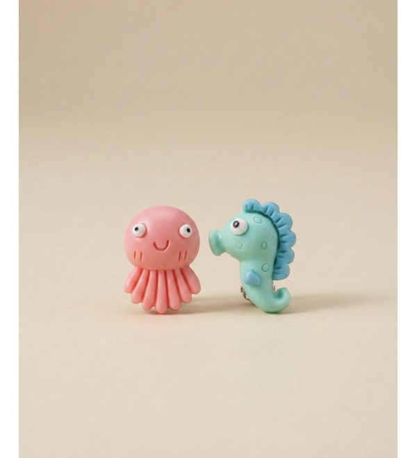 Deniz Hayvanları Klipsli Küpe