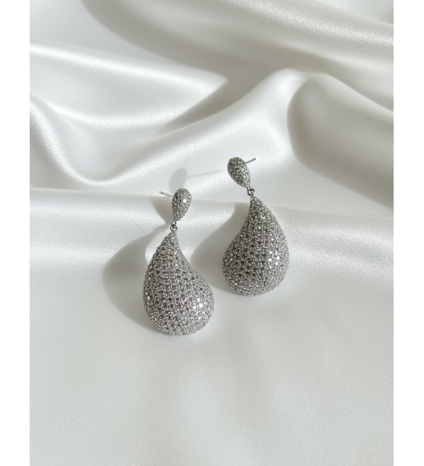 Zirkon Taşlı Damla Küpe